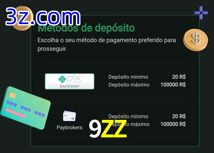 O cassino 9ZZ oferece uma grande variedade de métodos de pagamento